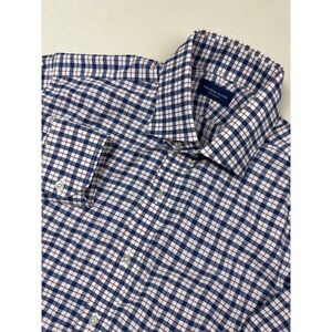 Proper Cloth Performance Dress Shirt M 16-35 Blue Red Plaid‎ Stretch Nylon